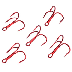 100 pz/lotto gancio da pesca rosso 2# 4# 6# 8# 10# gancio spinato acciaio ad alto tenore di carbonio - Foto 1 di 11