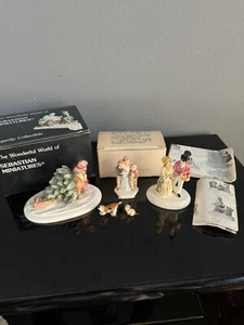 VTG Sebastian Mini Christmas Bundle 3 Figures + Dog Cat 2 Boxes & Catalogues - Picture 1 of 15