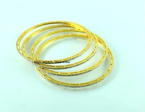 Natural Rosecut Diamond Pave 925 Sterling Silver Diamond Bangles 4 Pieces Set - Picture 1 of 3