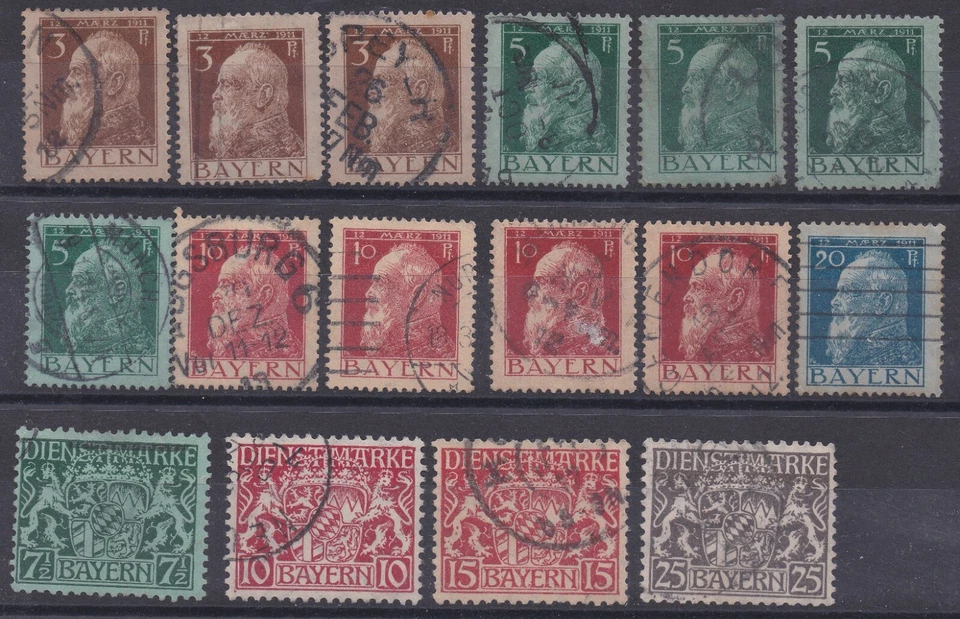 Baviera Baviera Alemania, 16 sellos usados Foto 1 de 1