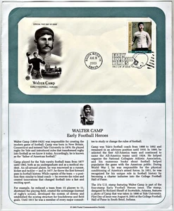 FDC~2003 EARLY FOOTBALL HEROES~WALTER CAMP on Postal Commemorative Society Page - Picture 1 of 1