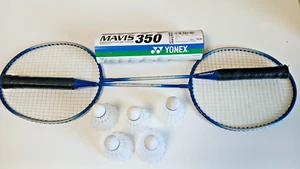 Badminton-Set 2 Schläger, 5 Federbälle, Gebraucht, sehr gut - Bild 1 von 3