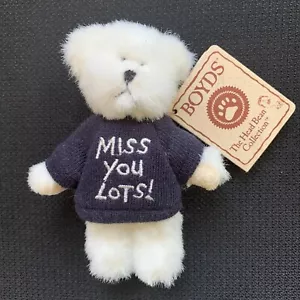 Boyds Bears 4" Mini Message Miss You Lots Thinkin' of Ya Series White Bear - Picture 1 of 5