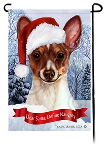 Dear Santa, Define Naughty Garden Flag - Chocolate Tri Toy Fox Terrier 137A - Imagen 1 de 1