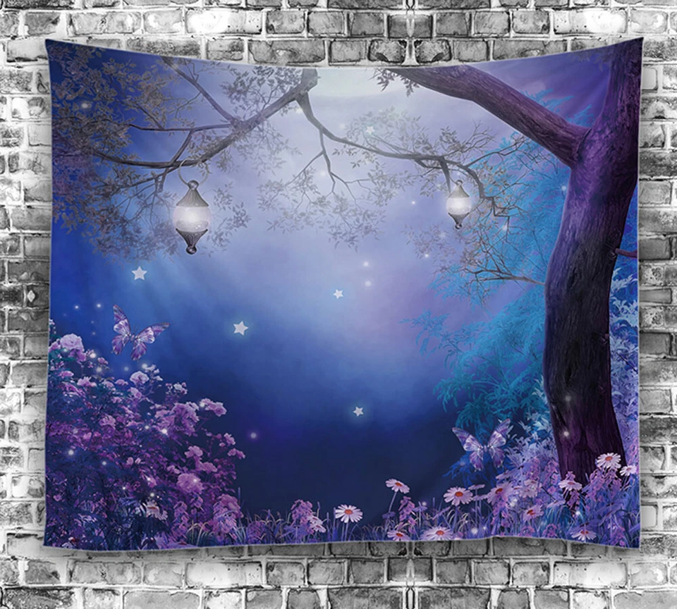 Linternas de Árbol Encantado TAPIZ 60x80" Fantasía Colgante Tela Decoración de Pared Arte Foto 1 de 1