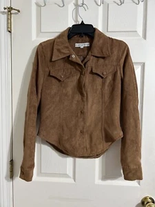 Paparazzi Women's Jacket Faux Suede Long Sleeve Camel Brown Sz S Western Snaps - Picture 1 of 6