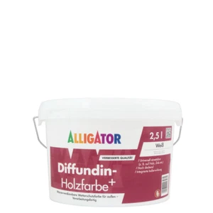 Alligator Diffundin Unideckfarbe 2,5L weiß, seidenmatte Holzfarbe, Dispersionsfa - Bild 1 von 1