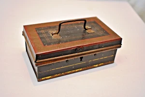 Vintage Metal Cash Box Bank Safe Box Coin Box Money Jewellery Box English Make " - Picture 1 of 7