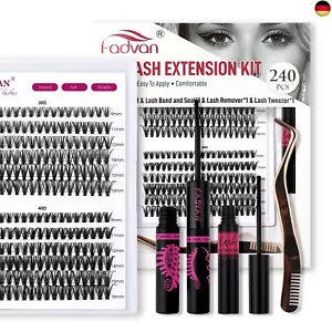 FADVAN DIY Wimpern Extensions Set 30+40D D-Curl 240 Pcs Individual Lash Cluster - Bild 1 von 7
