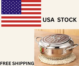 Japanese Deep Frying Pot Tempura Fryer Pan Temperature Control Stainless Steel - Picture 1 of 9