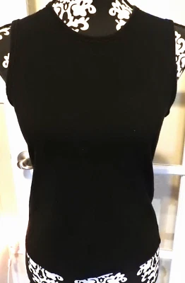 Mujer "Newport News Estilo Fácil" Sin Mangas Negro Talla S 100% Algodón Excelente Foto 1 de 3