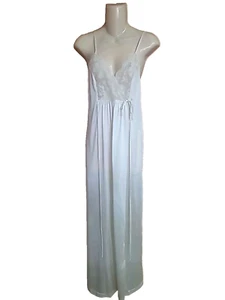 Vintage 70s Gilead Off White Long Bridal Nightgown Lace Sleeveless USA Petite - Picture 1 of 11