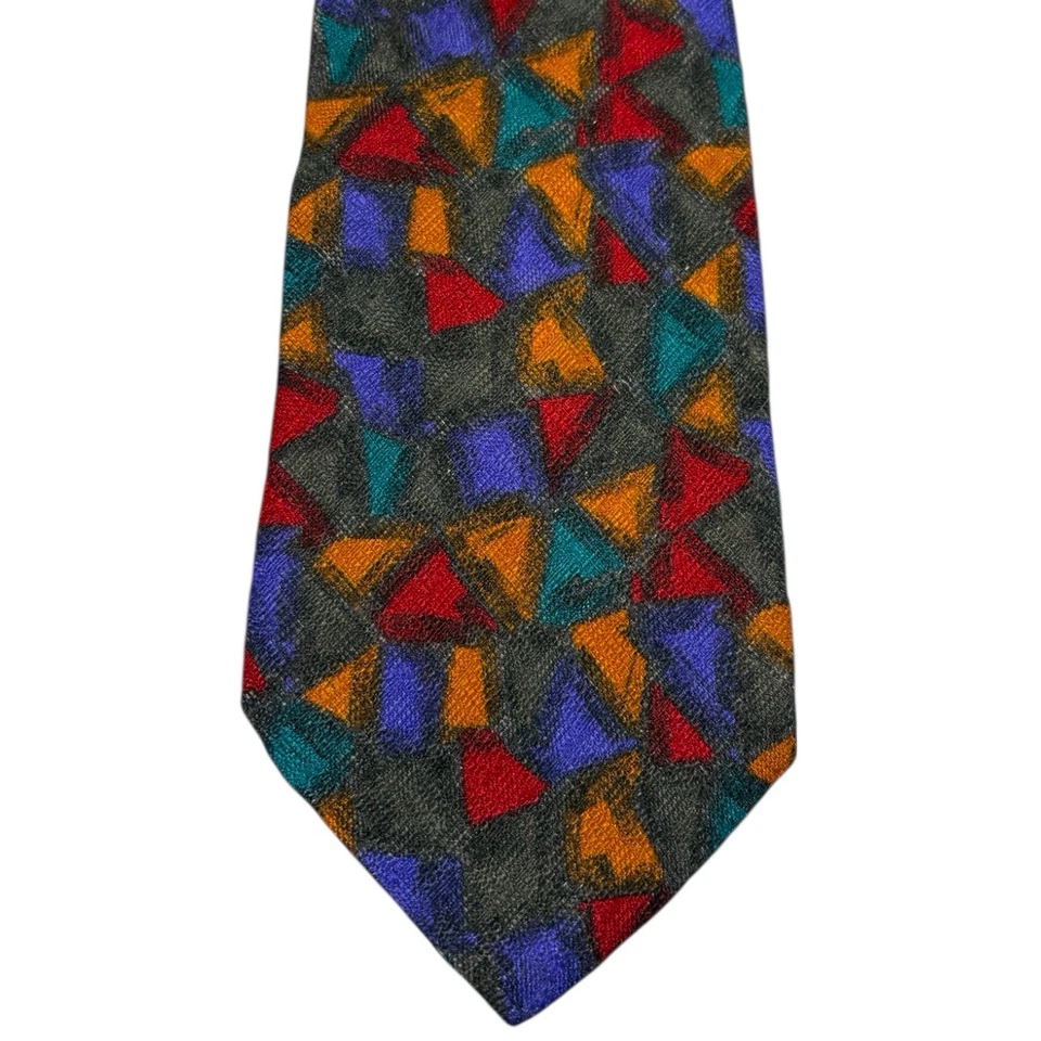 Corbata de Seda LDM Italia Hecha en Italia Vintage Años 90 Geométrica Abstracta Retro 59x3,75 Foto 1 de 4