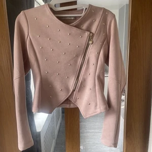 Giacca Blazer Rinascimento Rosa Rosa Cropped Taglia XS Made In Italy Ecopelle Scamosciata - Foto 1 di 14