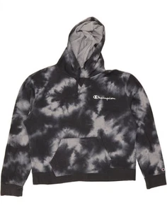 CHAMPION Womens Graphic Oversized Hoodie Jumper UK 18 XL Black Tie Dye HN08 - Picture 1 of 3