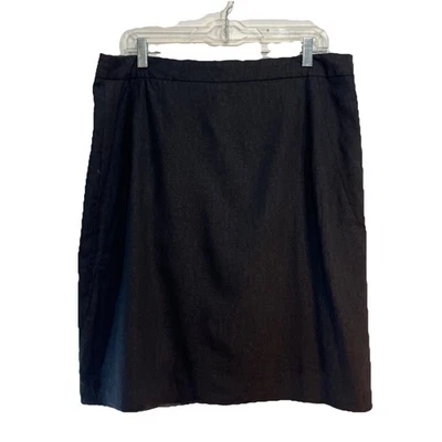 Falda hasta la rodilla Chadwicks of Boston talla 16 lino negra negocios informal carrera Foto 1 de 4