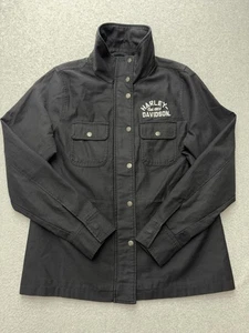 Harley-Davidson Jacke Herren Large Schwarz Gefüttert Snap Front Zip Cotton Shacket - Bild 1 von 12