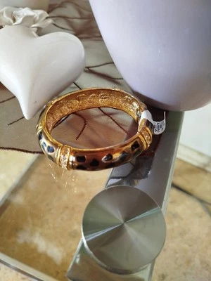 Senso di Donna massiver Armreif Armband Kette Goldfarben Zirkonia  - Bild 1 von 4