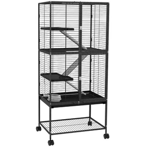 PawHut Ferret Cage 136cm Rolling Small Animal Cage w/ 3 Doors, Storage Shelf - Picture 1 of 11