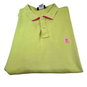 Psycho Bunny Polo Shirt Size 2XL Bright Green Neon Pink Bunny Logo Short Sleeve - Picture 1 of 10
