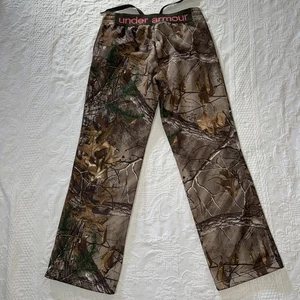 UNDER ARMOUR Coldgear RealTree Camo Elastic Waist Hunting Pants Women's M Pink - Picture 1 of 11