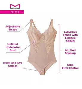 NEU MAIDENFORM Damen Body Shaper feste Kontrolle verziert ungefüttert 1456 nude 38C - Bild 1 von 15