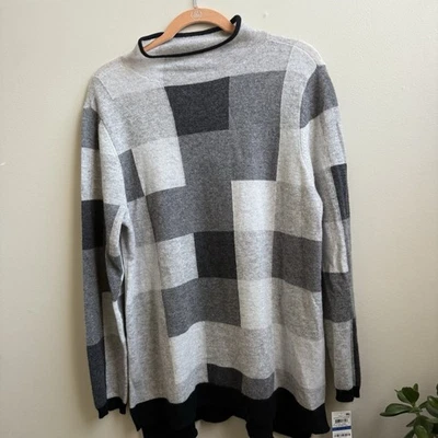 Suéter Charter Club 100 % cachemir gris negro bloques de colores nuevo con etiquetas para mujer talla XL Foto 1 de 4