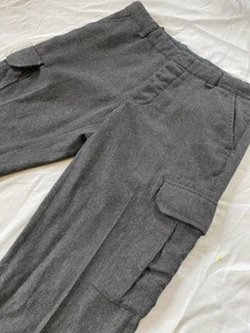 GAP 1969 Herren Wolle Militär Cargo High Waist Plissee Hose Grau Tweed Gr. 34x34 - Bild 1 von 9