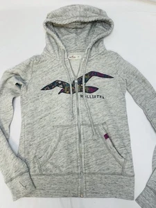 Hollister Women’s Heather Grey Full Zip Hoodie Sweater Sweatshirt Size XS READ - Picture 1 of 8