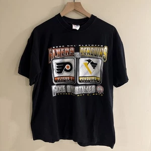 Vintage Philadelphia Flyers T-Shirt Herren Large schwarz Majestic 2000 NHL Playoffs - Bild 1 von 7
