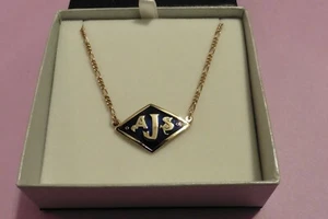 Bespoke 9ct Gold AJS Motorcycle Enamelled Pendant Necklace ~ 18.5" ~ 11.5g - Picture 1 of 8