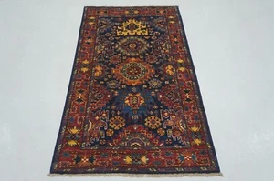 3 x 5 Fuß Marineblau Samarkand Orientalisch Afghanisch Handgeknüpft Traditionell Vorleger - Bild 1 von 15