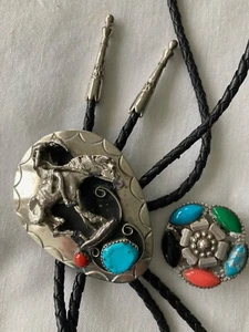Vintage Silver Plated Native American Bolo Tie + Earring Jewellery Turquoise - Picture 1 of 6