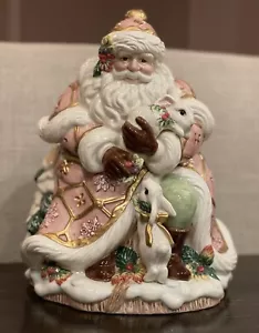 Tarro grande de galletas Fitz & Floyd Snowy Woods Santa conejo 10,5" 1996 - Imagen 1 de 8