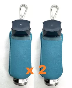 Teal / Blue Asthma / Ventolin Inhaler / Puffer Cover /Case Metal Clip,2 x holder - Picture 1 of 11
