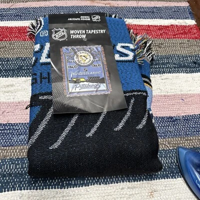 Manta tejida clásica de invierno 2011 tapiz NHL NUEVA Pittsburgh Penguins nueva con etiquetas Foto 1 de 3