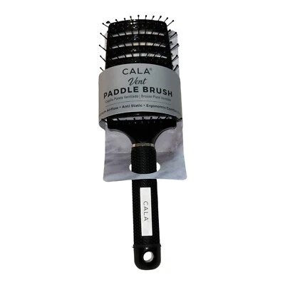 CALA Vent Paddle Brush Maximum Airflow Antistatic Ergonomic Comfort Grip Black - Image 1 of 4