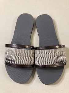 Havaianas You Trancoso Women's Steel Grey Slide Sandals sz 7-8 US - Picture 1 of 6