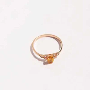 0.50 Ct Citrine & Lab Grown CVD Diamond Prong Ring 10k Solid Rose Gold - Picture 1 of 4