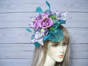 Grün und Lavendel Fascinator Hut, Kentucky Derby Hut, Osterhut, Tea Party Hut - Bild 1 von 5