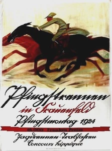 Póster original vintage CARRERAS DE CABALLOS SUIZOS MUJERENFELD 1924 - Imagen 1 de 1