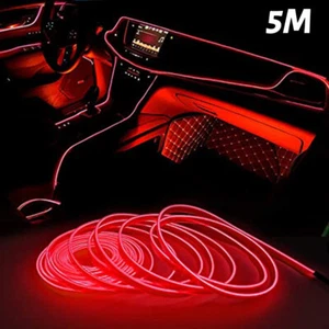 Lámpara de atmósfera decorativa interior de automóvil rojo tira de alambre accesorios de luz 5M - Imagen 1 de 12