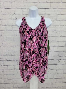 8R PINK A394007 Fit 4 U V-Neck Handkerchief Hem Top - Picture 1 of 3