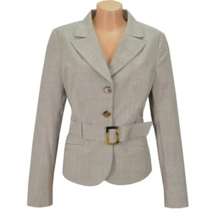 Mexx Damen Blazer Modern Sakko Kostüm Bussines Jacke Anzug Leinen grau beige 38 - Picture 1 of 5