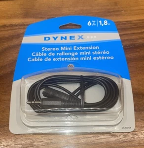 Dynex Stereo Mini Extension Audio Aux Cable 6 Feet 1.8 Meter DX-AD106 New Sealed - Picture 1 of 2