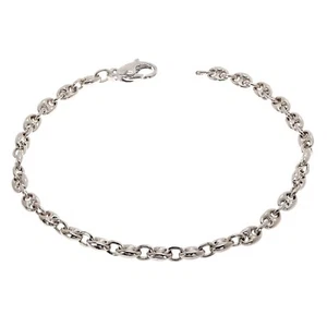 10k White Gold Solid Handmade Puffed Mariner Link Bracelet 8" 4.9mm 11.1 grams - Picture 1 of 4