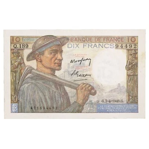 Frankreich - Banknote 10 Francs Bergmann 1949 - SUP - F.08.21 - knackig - ungefaltet - Bild 1 von 2