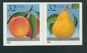 Scott # 2494/95A...32 Cent...Pear & Peach...2 Pairs - Picture 1 of 1