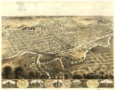 Affiche - Fort Wayne Indiana Vintage Carte Picturale (1868) Reproduction, 4 Tailles