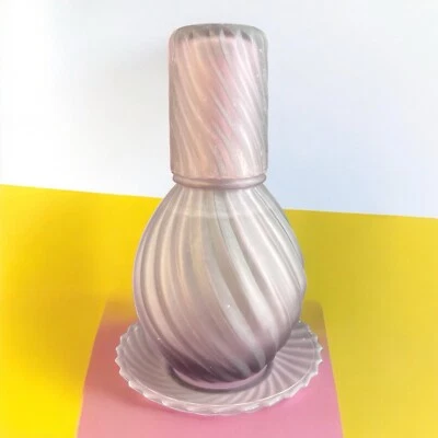 Vintage Andre Richard Satin Swirl Amethyst Glass Tumble Up 3 Piece Set Signed Foto 1 de 4